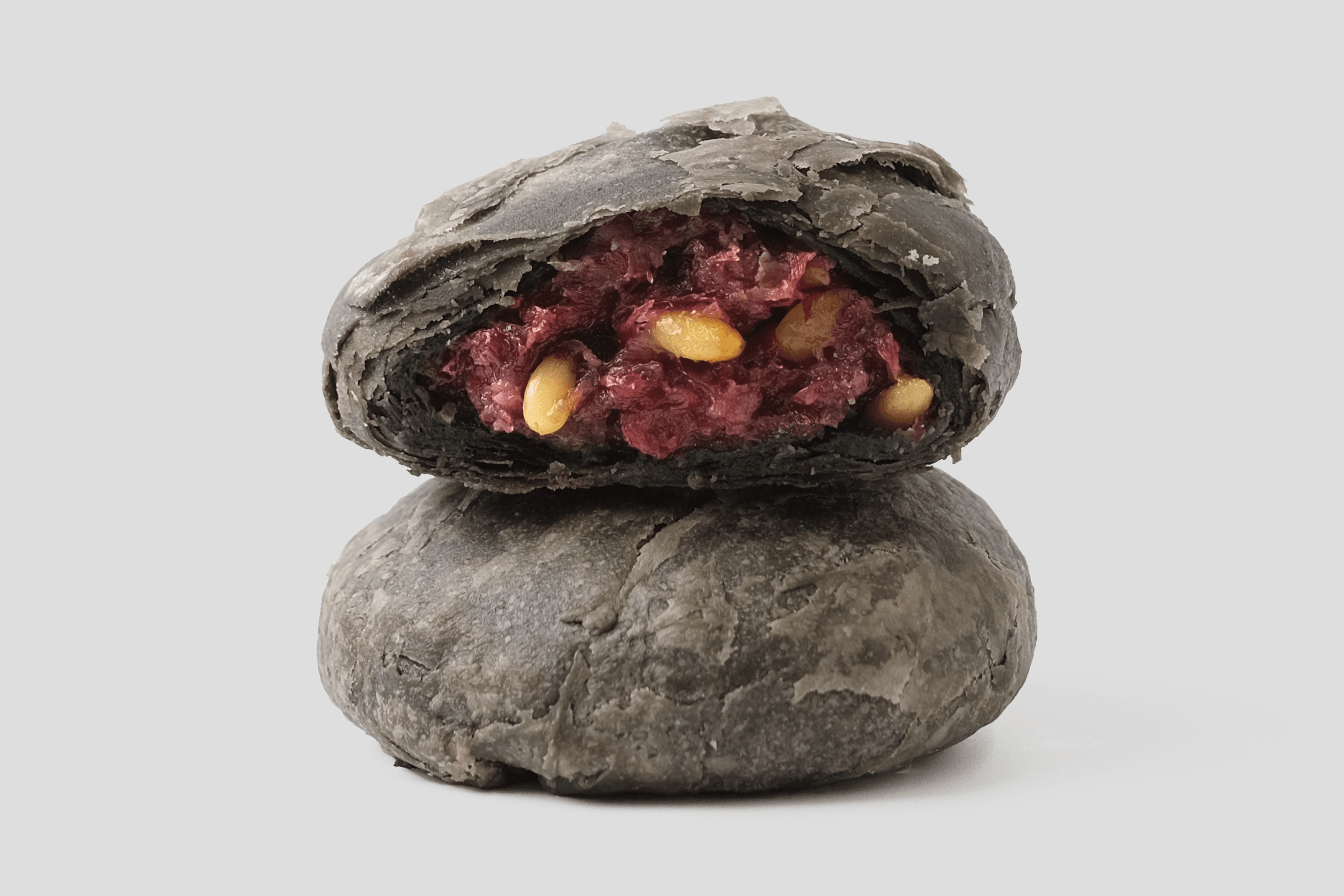 Activated Charcoal Pine Nuts Rose Cake